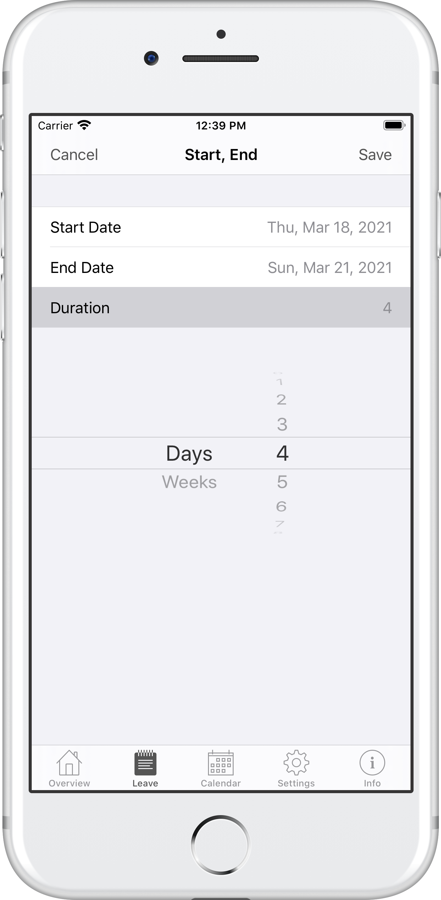 Leave Details Edit Date Duration